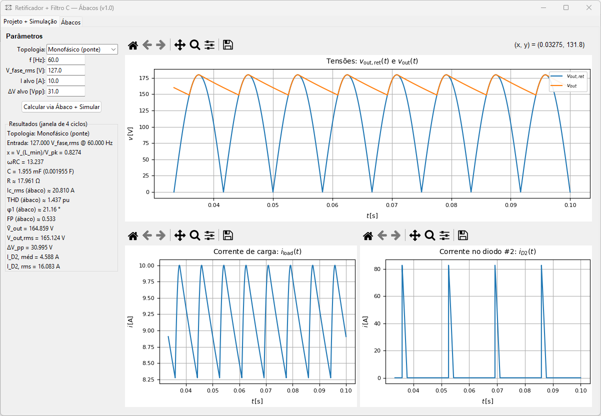 Design & Simulation Tool for Full-Wave Rectifier with Capacitor Filter